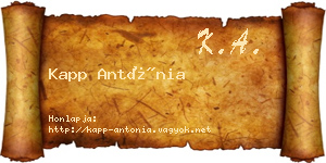 Kapp Antónia névjegykártya