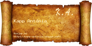 Kapp Antónia névjegykártya